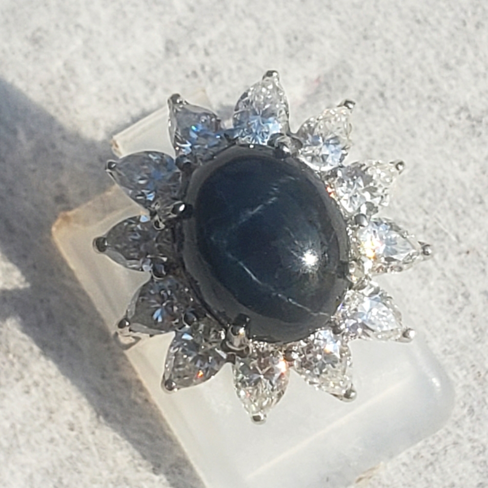 NWOT! Genuine Blue Star Sapphire and Moissanite Ring - Picture 2 of 9
